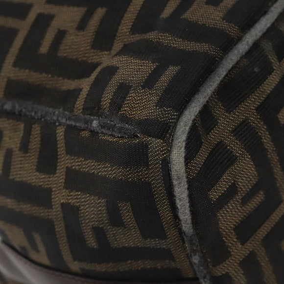 FENDI Zucca Canvas Hand Bag Brown Black Auth bs24769