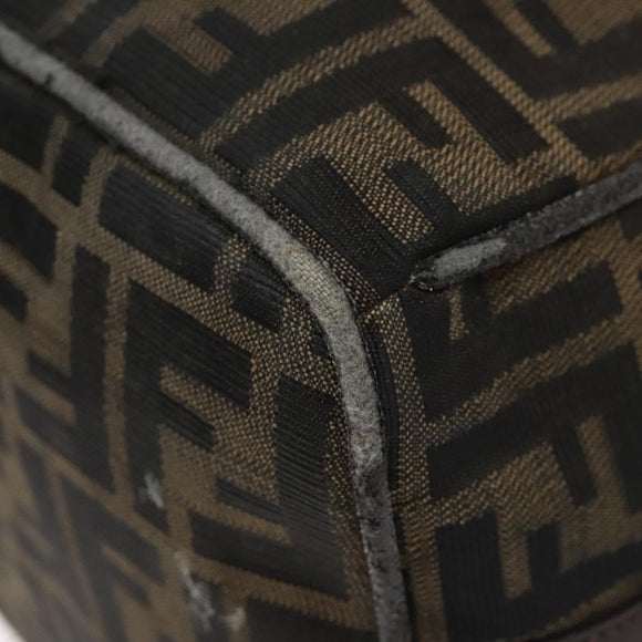 FENDI Zucca Canvas Hand Bag Brown Black Auth bs24769