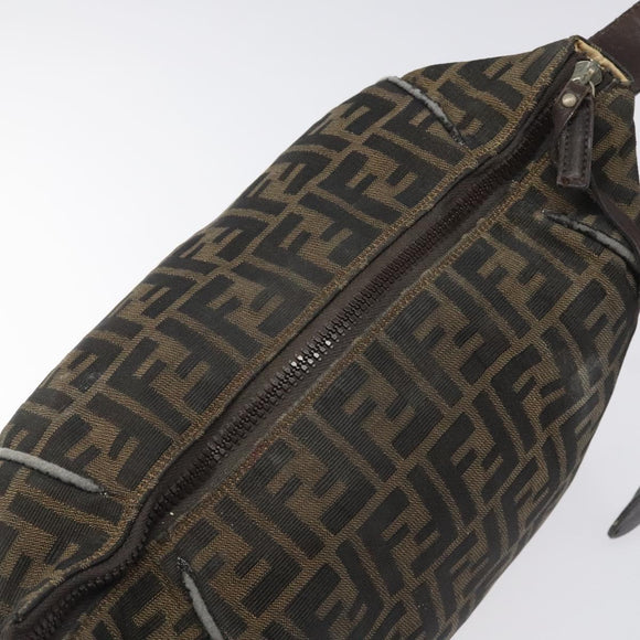 FENDI Zucca Canvas Hand Bag Brown Black Auth bs24769