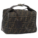 FENDI Zucca Canvas Hand Bag Brown Black Auth bs24769-1