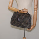 FENDI Zucca Canvas Hand Bag Brown Black Auth bs24769-24