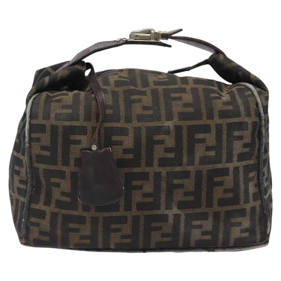 FENDI Zucca Canvas Hand Bag Brown Black Auth bs24769