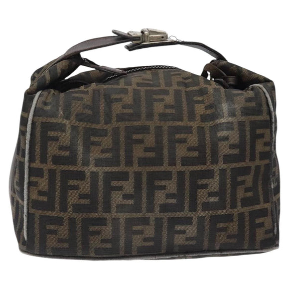 FENDI Zucca Canvas Hand Bag Brown Black Auth bs24769