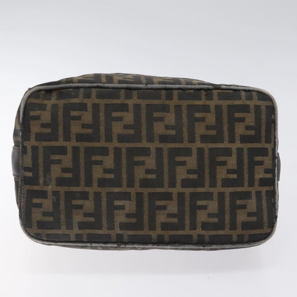 FENDI Zucca Canvas Hand Bag Brown Black Auth bs24769