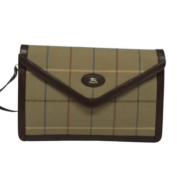 Burberrys Nova Check Shoulder Bag Canvas Beige Gold Auth bs24776