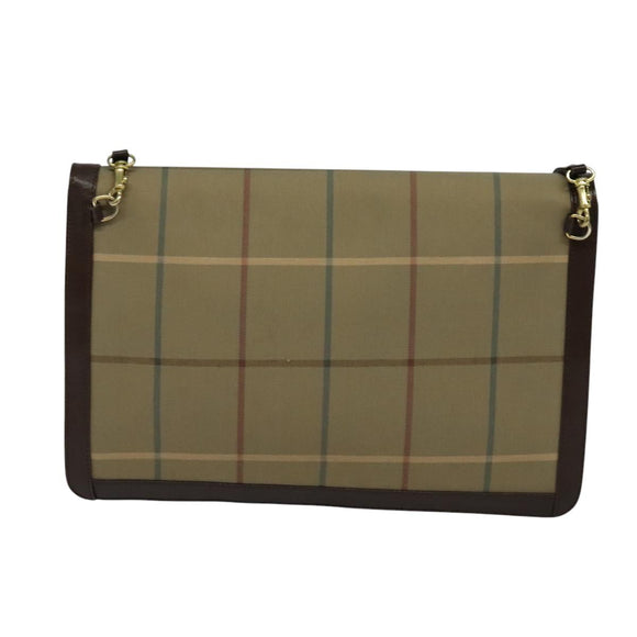 Burberrys Nova Check Shoulder Bag Canvas Beige Gold Auth bs24776