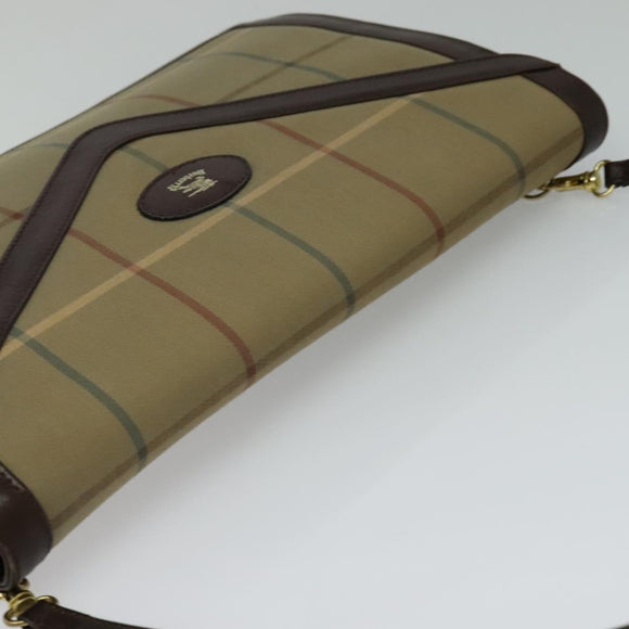 Burberrys Nova Check Shoulder Bag Canvas Beige Gold Auth bs24776