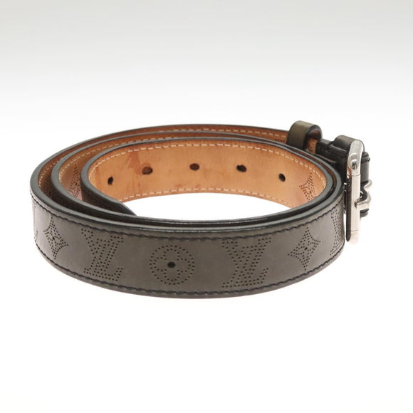 LOUIS VUITTON Mahina Ceinture Perfo Belt Leather Gray LV Auth bs24796