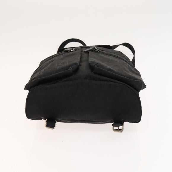 ETRO Backpack Nylon Silver Black Auth bs24801