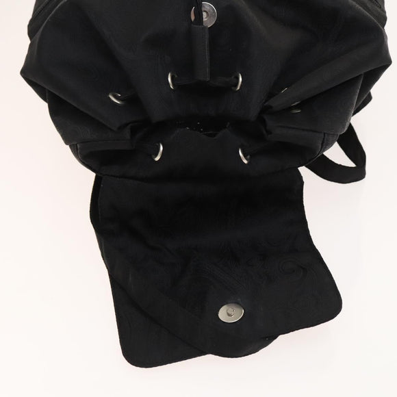 ETRO Backpack Nylon Silver Black Auth bs24801