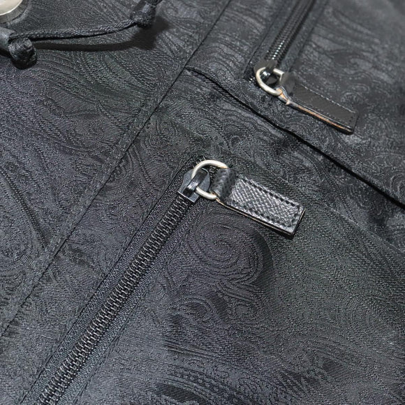 ETRO Backpack Nylon Silver Black Auth bs24801