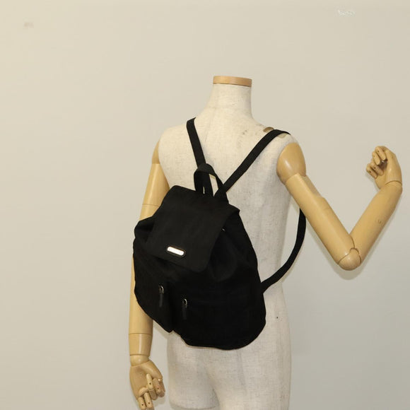 ETRO Backpack Nylon Silver Black Auth bs24801