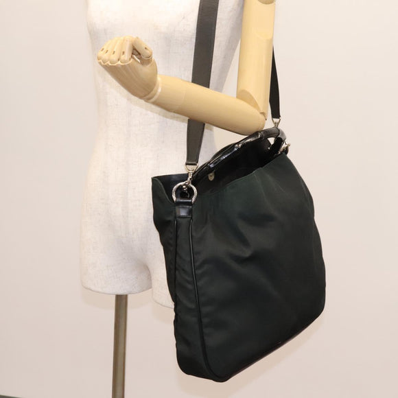 GUCCI Hand Bag Nylon 2way Green Silver 001 1577 Auth bs24806