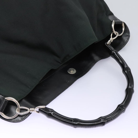 GUCCI Hand Bag Nylon 2way Green Silver 001 1577 Auth bs24806