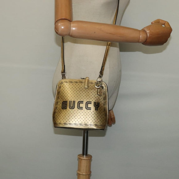 GUCCI SEGA Collaboration Shoulder Bag Leather Gold 511189 Auth bs24808