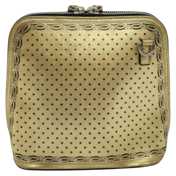 GUCCI SEGA Collaboration Shoulder Bag Leather Gold 511189 Auth bs24808