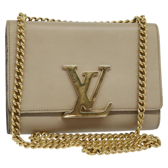 LOUIS VUITTON Pochette Louise GM Shoulder Bag Leather Beige M51632 Auth bs24820