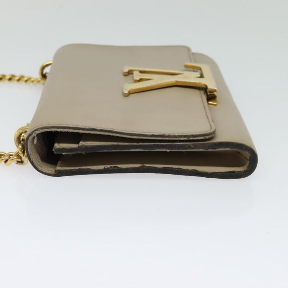 LOUIS VUITTON Pochette Louise GM Shoulder Bag Leather Beige M51632 Auth bs24820