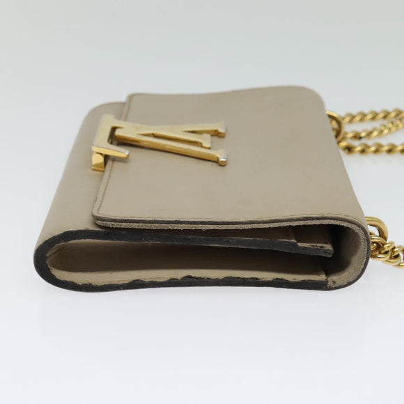 LOUIS VUITTON Pochette Louise GM Shoulder Bag Leather Beige M51632 Auth bs24820