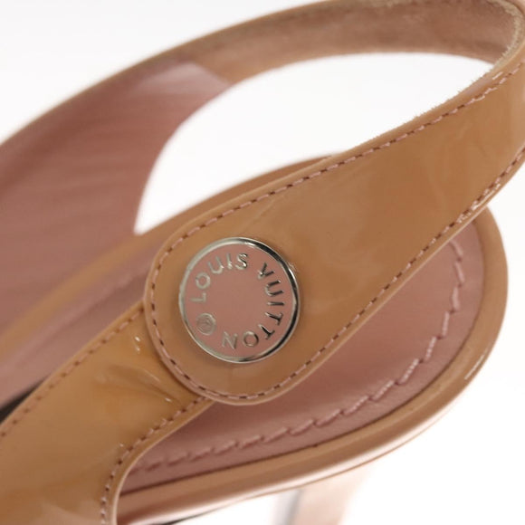 LOUIS VUITTON Pumps Enamel 34 Beige LV Auth bs24821