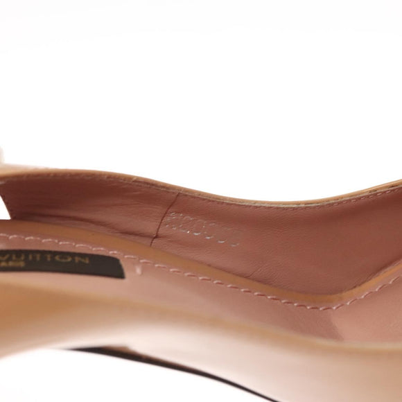 LOUIS VUITTON Pumps Enamel 34 Beige LV Auth bs24821