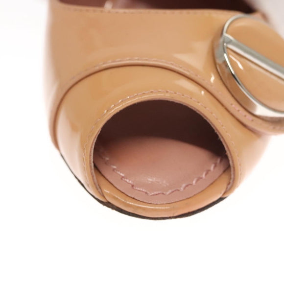 LOUIS VUITTON Pumps Enamel 34 Beige LV Auth bs24821