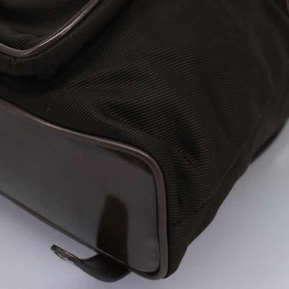 GUCCI Bamboo Backpack Nylon Brown Silver 003 1998 0030 Auth bs24832