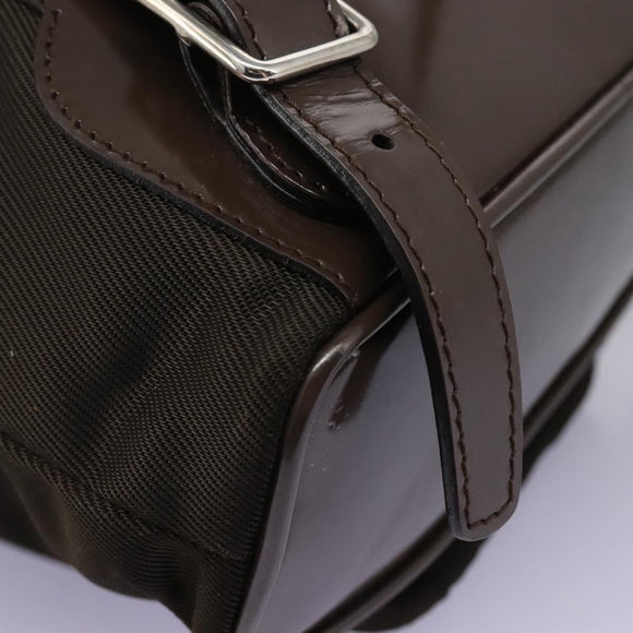 GUCCI Bamboo Backpack Nylon Brown Silver 003 1998 0030 Auth bs24832