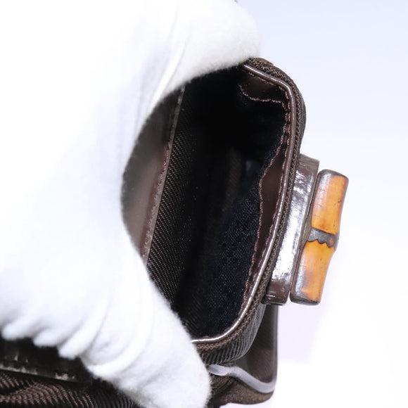 GUCCI Bamboo Backpack Nylon Brown Silver 003 1998 0030 Auth bs24832