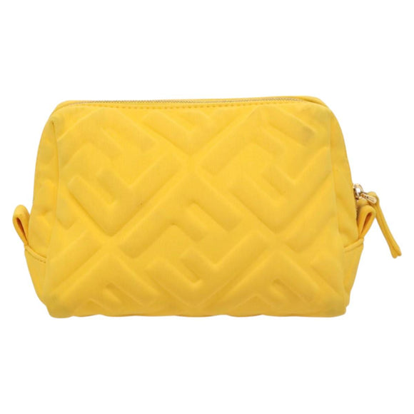FENDI Pouch Nylon Yellow Gold Auth bs24840