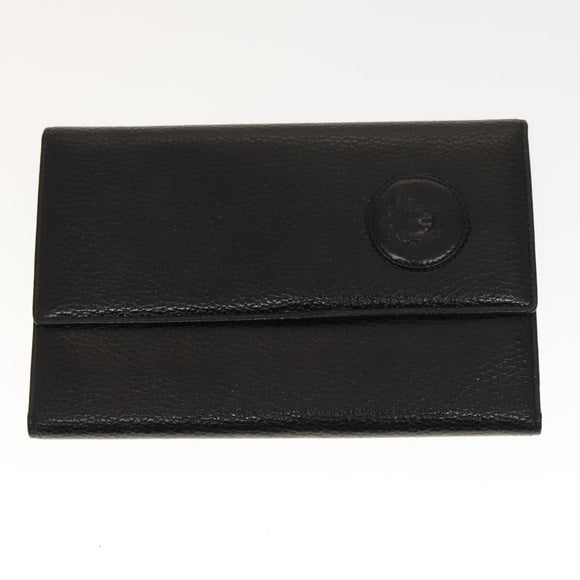 VERSACE Wallet Leather 2 Set Black Brown Auth bs24841