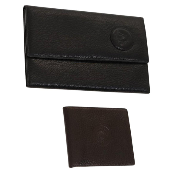 VERSACE Wallet Leather 2 Set Black Brown Auth bs24841