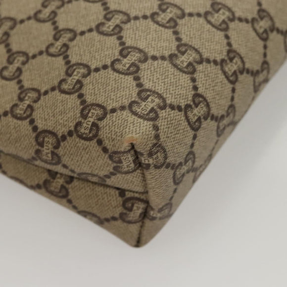 GUCCI GG Plus Supreme Clutch Bag PVC Leather Beige Gold Auth bs24854