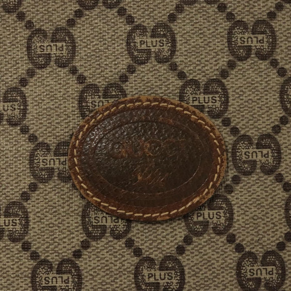 GUCCI GG Plus Supreme Clutch Bag PVC Leather Beige Gold Auth bs24854