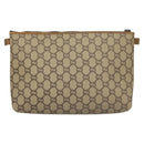 GUCCI GG Plus Supreme Clutch Bag PVC Leather Beige Gold Auth bs24854-2