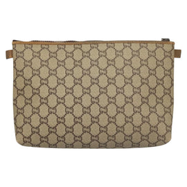 GUCCI GG Plus Supreme Clutch Bag PVC Leather Beige Gold Auth bs24854 - 0