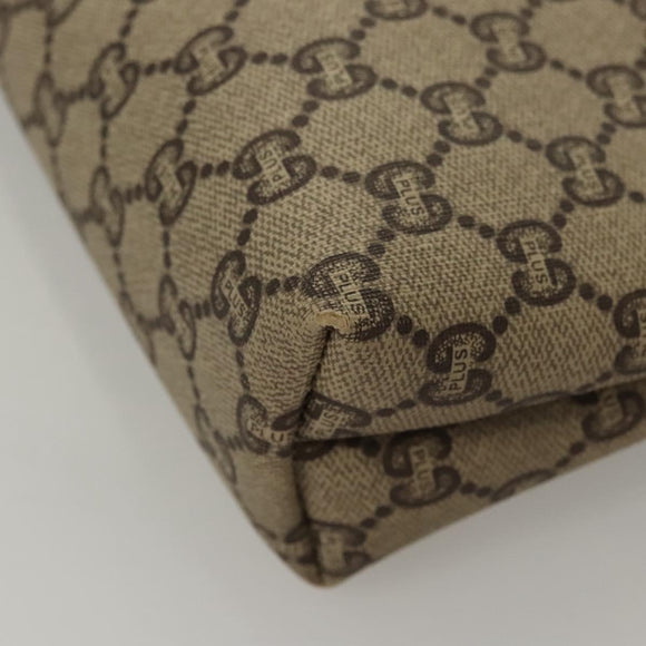 GUCCI GG Plus Supreme Clutch Bag PVC Leather Beige Gold Auth bs24854
