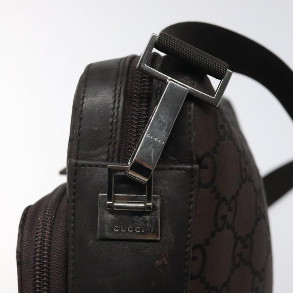 GUCCI GG Canvas Shoulder Bag Brown Silver 001 3294 Auth bs24855