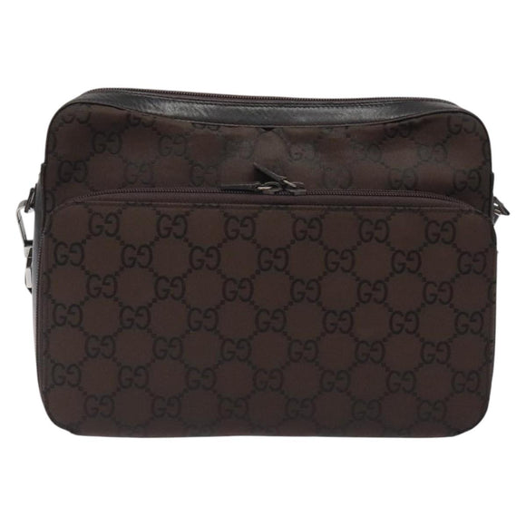 GUCCI GG Canvas Shoulder Bag Brown Silver 001 3294 Auth bs24855