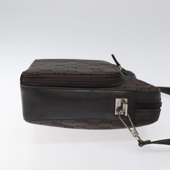 GUCCI GG Canvas Shoulder Bag Brown Silver 001 3294 Auth bs24855