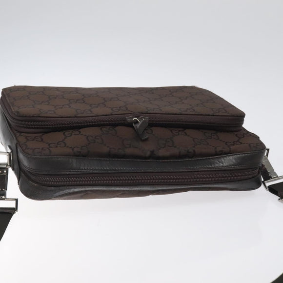 GUCCI GG Canvas Shoulder Bag Brown Silver 001 3294 Auth bs24855