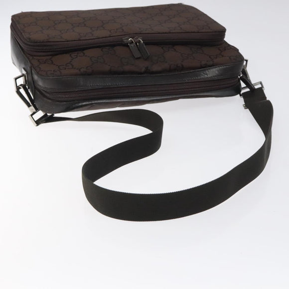 GUCCI GG Canvas Shoulder Bag Brown Silver 001 3294 Auth bs24855