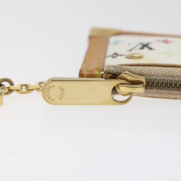 LOUIS VUITTON Monogram Multicolor Pochette Cles Purse White M92655 Auth bs24864