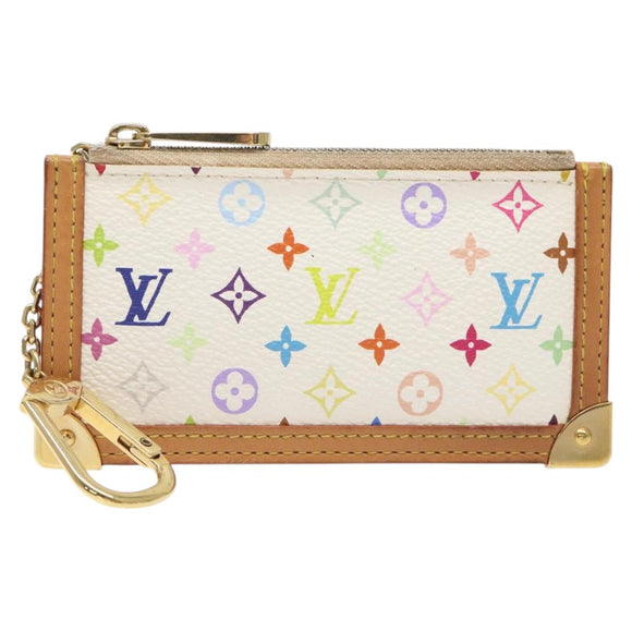 LOUIS VUITTON Monogram Multicolor Pochette Cles Purse White M92655 Auth bs24864