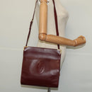CARTIER Must Line Shoulder Bag Leather Bordeaux Gold Auth bs24866-19