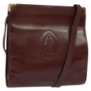CARTIER Must Line Shoulder Bag Leather Bordeaux Gold Auth bs24866-1