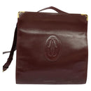 CARTIER Must Line Shoulder Bag Leather Bordeaux Gold Auth bs24866-13