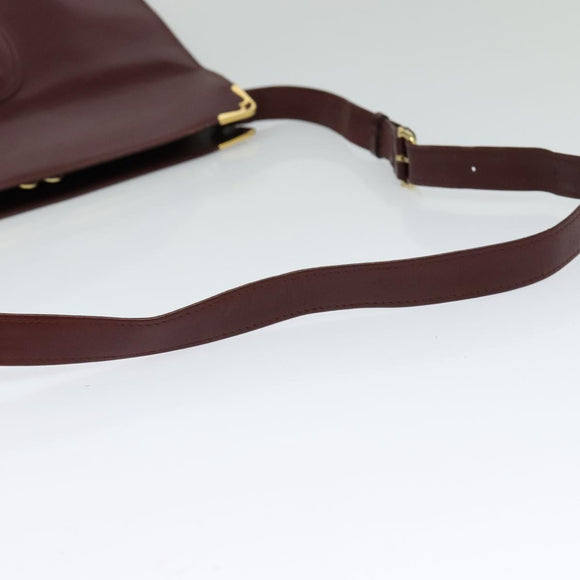 CARTIER Must Line Shoulder Bag Leather Bordeaux Gold Auth bs24866