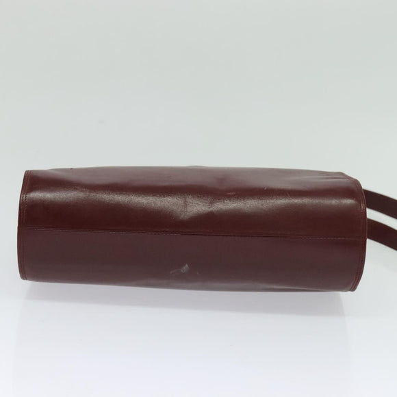 CARTIER Must Line Shoulder Bag Leather Bordeaux Gold Auth bs24866