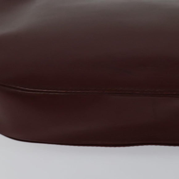 CARTIER Clutch Bag Leather Bordeaux Gold Auth bs24868